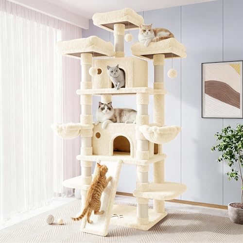 Allewie 82 Inches Large Cat Tree/House/XXL Tall Cat Towers by Allewie