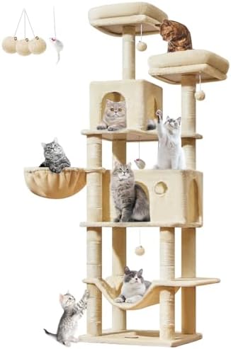 Taoqimiao Large Cat Tree, 73 in Tall Cat Tower by Taoqimiao