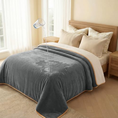 Luciphia Waterproof Pet Blanket, Washable Reversible Sherpa Fleece Throw by luciphia