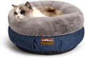 ClevaHome Calming Soft Plush Donut Cat Bed, Fluffy Round Cat Bed by ClevaHome