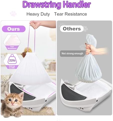 Elzrghs 100 Pack Drawstring Cat Litter Box Liners Compatible - Image 4
