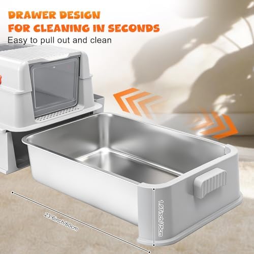 Homegroove Enclosed Stainless Steel Cat Litter Box - Image 2