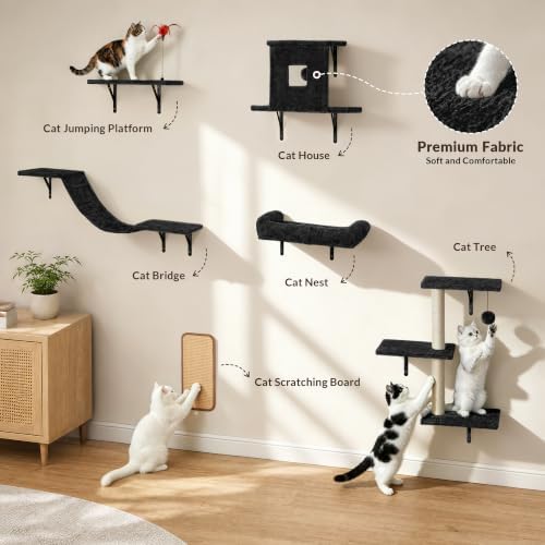 Cat Wall Shelves, 6-in-1 Cat Wall Furniture Set - Image 2