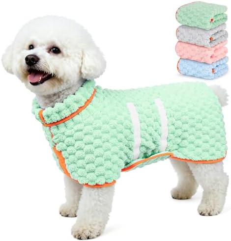 Glittme Dog Bathrobe, Super Absorbent Fleece Drying Robe by Glittme