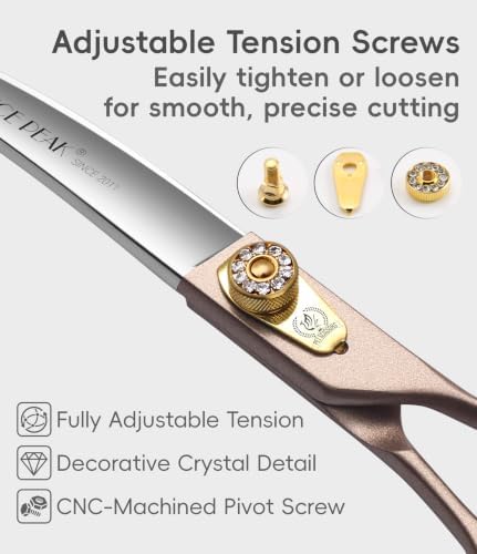 Professional Curved Dog Grooming Scissors 8'' Rose Gold 440C Stainless Steel - Image 5