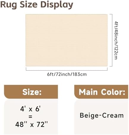 Waffle 4x6 Living Room Rug: Washable Non Slip Textured Area Rug Beige-Cream - Image 2