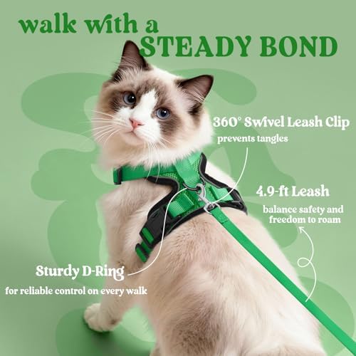 rabbitgoo Cat Harness and Leash Set, Escape Proof Vest, Grass Green - Image 5