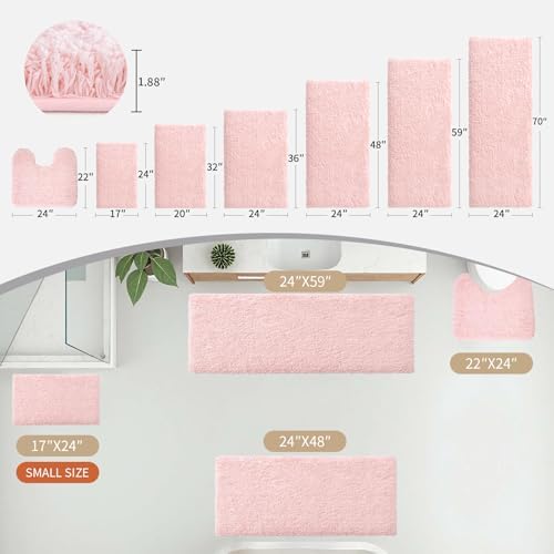 Disolla Pink Bathroom Rugs 24x48, Non-Slip Plush Thick Bath Mat - Image 2
