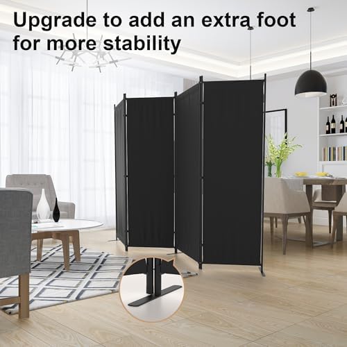 Room Divider, 4 Panel Folding Screen, 88” Portable Separating 3 Feet - Image 4