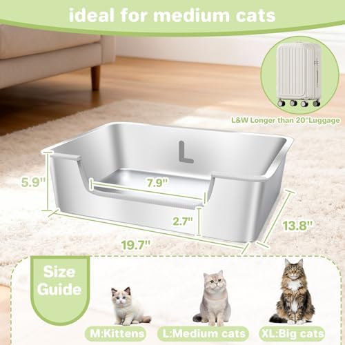 Low Entry Litter Box for Senior or Disabled & Injured Cats, Stainless Steel - Image 6