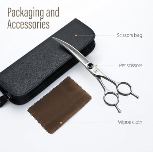 Dog Grooming Scissors: 7.5 inch Pet Curved Shears Made Of Japanese 9CR Advanced - Image 6