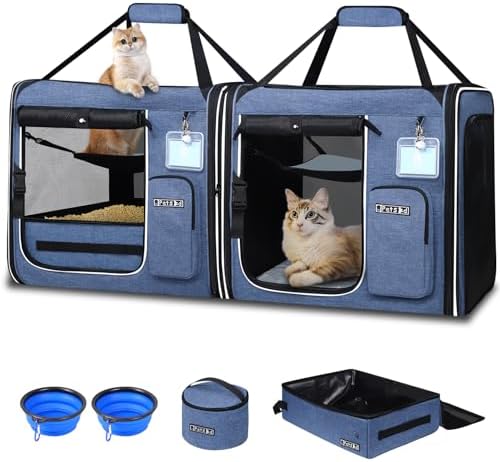 Petskd 2 in 1 Double Cat Car Travel Carrier by Petskd