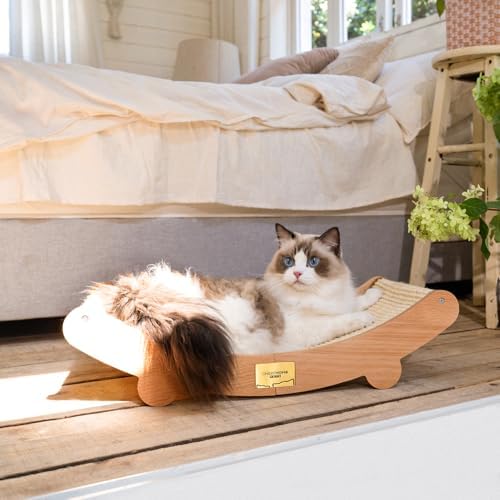 CHEERHOME PETS Sisal Cat Scratcher Bed, Wooden Cat Furniture - Image 2