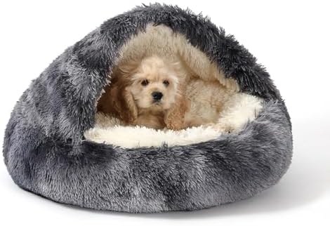 NOYAL Hooded Donut Bed, Calming Cave by Noyal