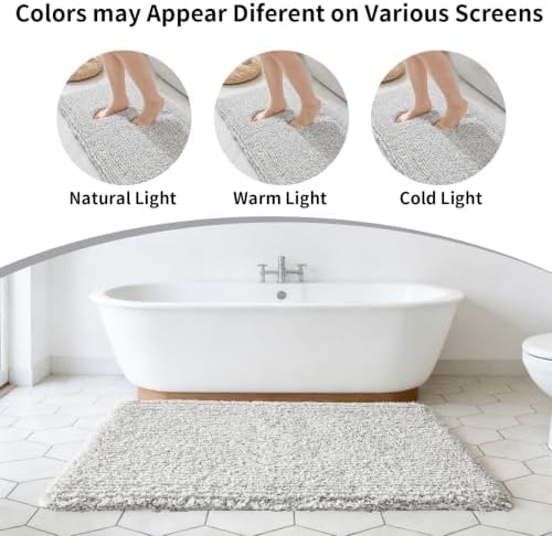 Disolla Grey & White Bathroom Runner Rug 24x70, Plush Extra Large Bath Mat - Image 7