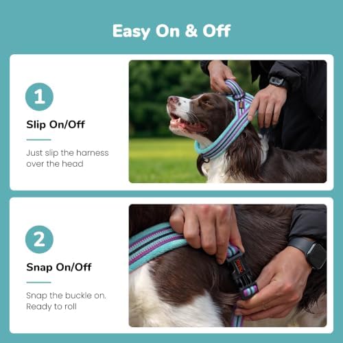 Didog No Pull Dog Harness for Large Dogs, Soft Flannel Padded, Mixed-Blue - Image 3