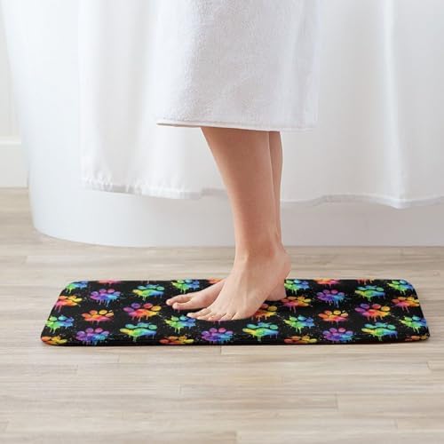 Watercolor Dog Paws Bath Mat Non-Slip Soft Microfiber Bathroom Rugs Washable - Image 2