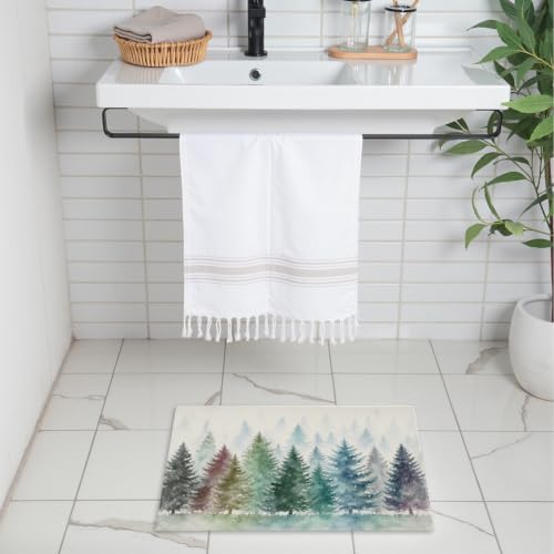Giwawa Pine Tree Bath Rug Natural Forest Fog Washable Bathtub Mat Non Slip - Image 2