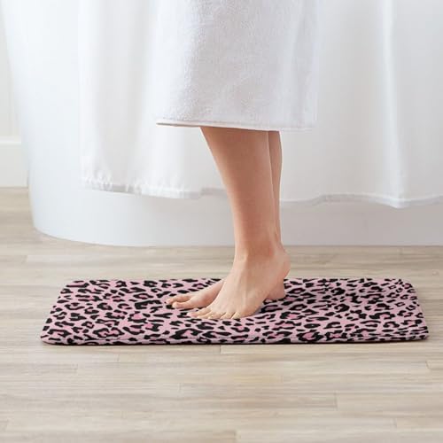 Pink Leopard Bath Mat Non-Slip Soft Microfiber Bathroom Rugs Washable Bathmat - Image 2