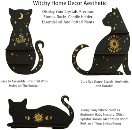 Artilady Crystal Display Shelf Gothic Decor, Cat Floating Shelves Storage - Image 6