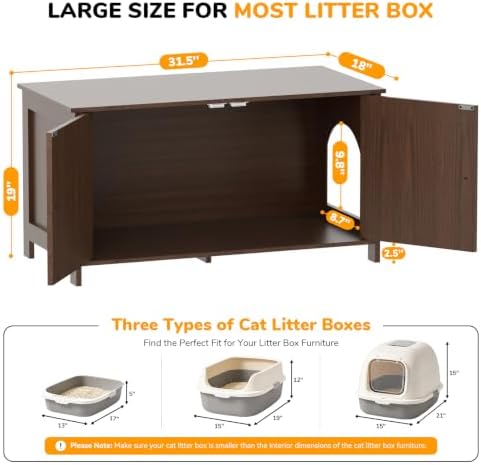 Extra Large Cat Litter Box Enclosure Furniture Dog Proof, Hidden Kitty Washroom - Image 2