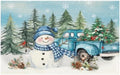 Giwawa Winter Snowman Blue Bath Rug Xmas Truck Microfiber Entryway Doormat by Giwawa