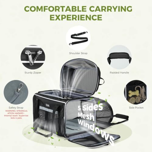 Lekereise Top and Side Expandable Pet Carrier 18x11x11Inch Delta American - Image 6