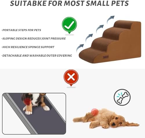 Aodisman Dog Steps for Bed or Couch, 4-Step Pet Stairs Ramp for Small Dogs - Image 3