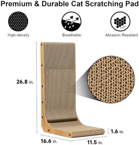 FUKUMARU Cat Scratcher, 26.8 Inch L Shaped Cat Scratch Pad - Image 3