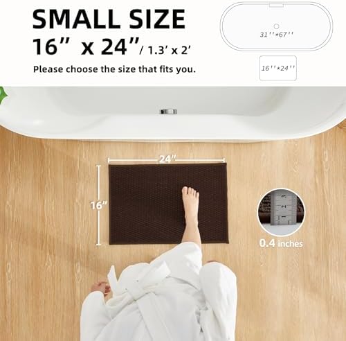 TYUU Bathroom Rugs Non Slip Washable, Super Absorbent Thin Bath Mat Small Quick - Image 2