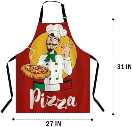Cartoon Pizza Chef Apron for Women & Men, Adjustable Cooking Apron - Image 2