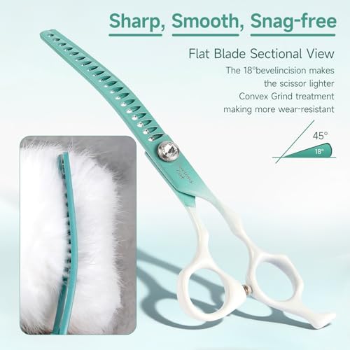 Curved Chunkers Scissors for Dog Grooming-7" Dog Grooming Scissors - Image 4