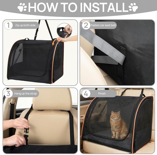 Cat Car Seat, Enclosed Carrier for Pets Travel Safety Cat Crate - Image 6