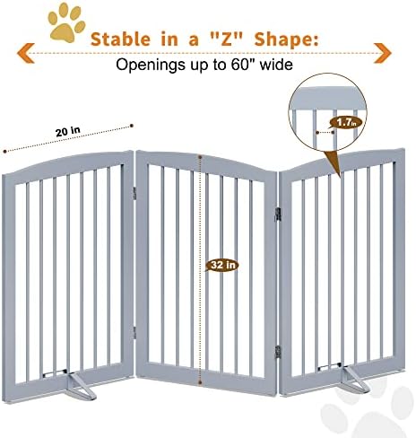 PUPETPO Freestanding Pet Gate for Dogs, Foldable Wooden Dog Gate for House - Image 6