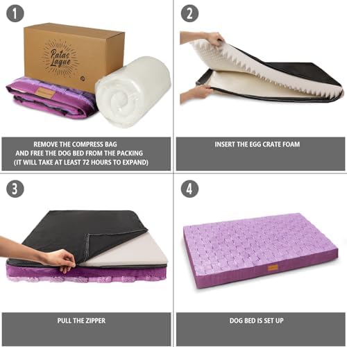 Patas Lague Orthopedic Dog Bed Washable Pet Crate Mat 30''X20'' Purple - Image 6