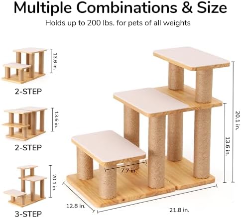 FUKUMARU Dog Stairs, Solid Wood Pet Stairs - Image 6