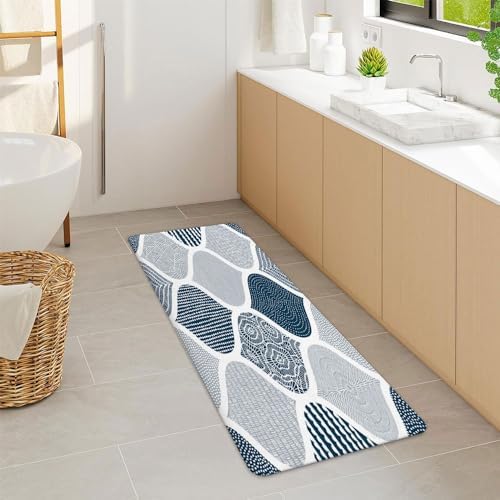 JAWO Blue and Grey Paisley Bath Mat - Image 5