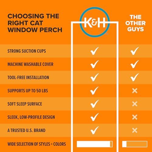 K&H Cat Window Perch, EZ Mount Cat Window Hammock, Holds 50 lbs - Image 5