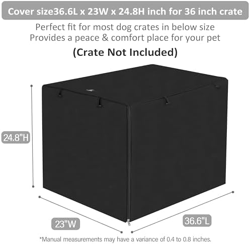 X-ZONE PET Dog Crate Cover Waterproof Kennel Cover, 36 in Black - Image 3