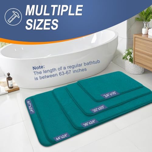 OLANLY Memory Foam Small Bathroom Rugs 24x16, Absorbent Bath Mat, Deep Lake - Image 5