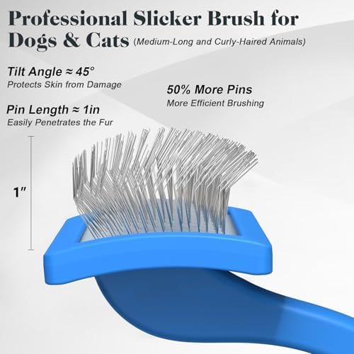 2PCS Slicker Brush for Dogs & Pet Comb, Professional Dog Grooming Brush - Image 3