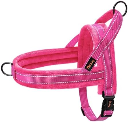 Didog No Pull Dog Harness for Medium Dogs, Soft Flannel Padded, Hot Pink by Didog