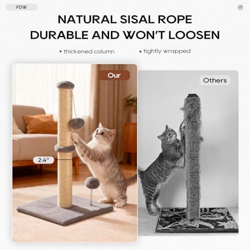 FDW 22 Inch Cat Scratching Post Cat Scratcher Natural Sisal Rope Scratch Post - Image 2