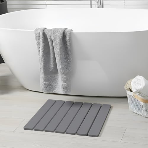 Meowoo Foldable Stone Bath Mat, 15.7" x 11.8" Diatomaceous Earth Mat by MeowooOfficial