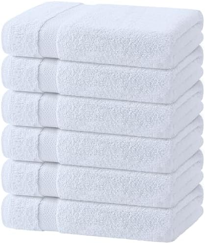 White Bath Towels 24x50 Inch, 6 Pack by WhiteClassic