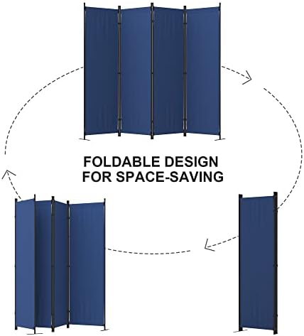 Room Divider, 4 Panel Folding Screen, 88” Portable Separating 3 Feet - Image 6