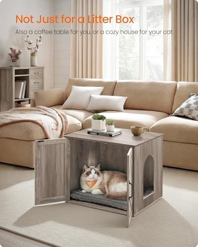 Feandrea Cat Litter Box Enclosure, Indoor Pet House End Table - Image 3