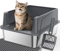 FURTIME Stainless Steel Cat Litter Box, Small Cats Metal Litter Box by FURTIME