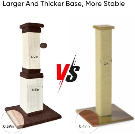 Cat Scratching Post for Indoor Cats, 32Inch Sisal Cat Scratcher - Image 5