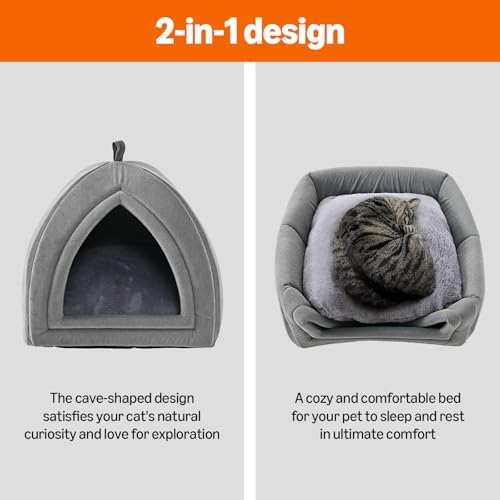 Amazon Basics Cat Bed Cave, 2-in-1 Foldable House - Image 5